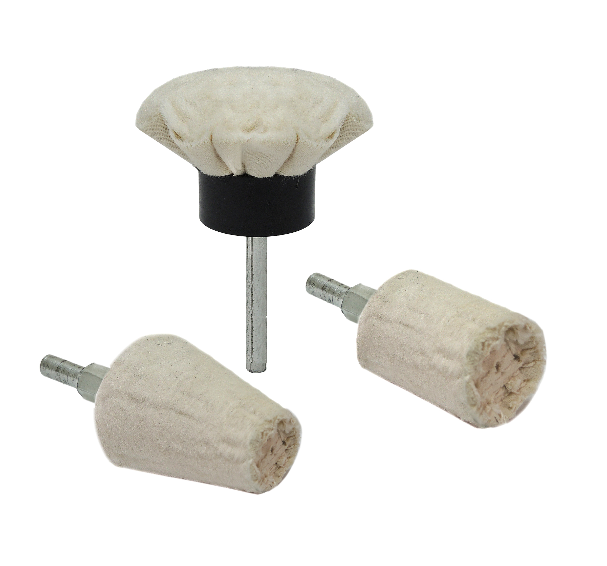 Metal Plastic Buffer Polishing Mop Set Cylinder Mushroom & Cone Shapes