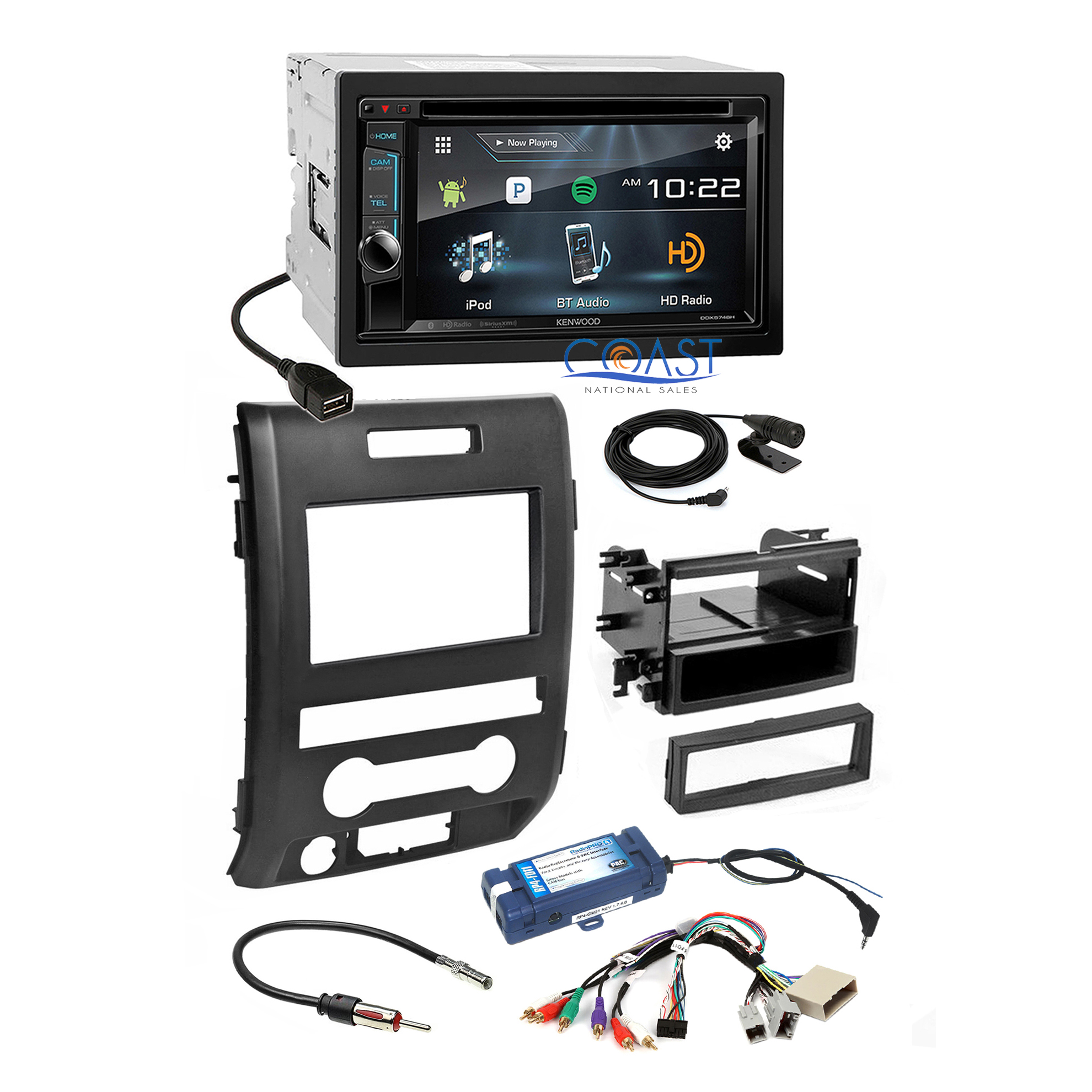 Kenwood Bluetooth HD Radio Stereo Dash Kit Steering Harness for 09