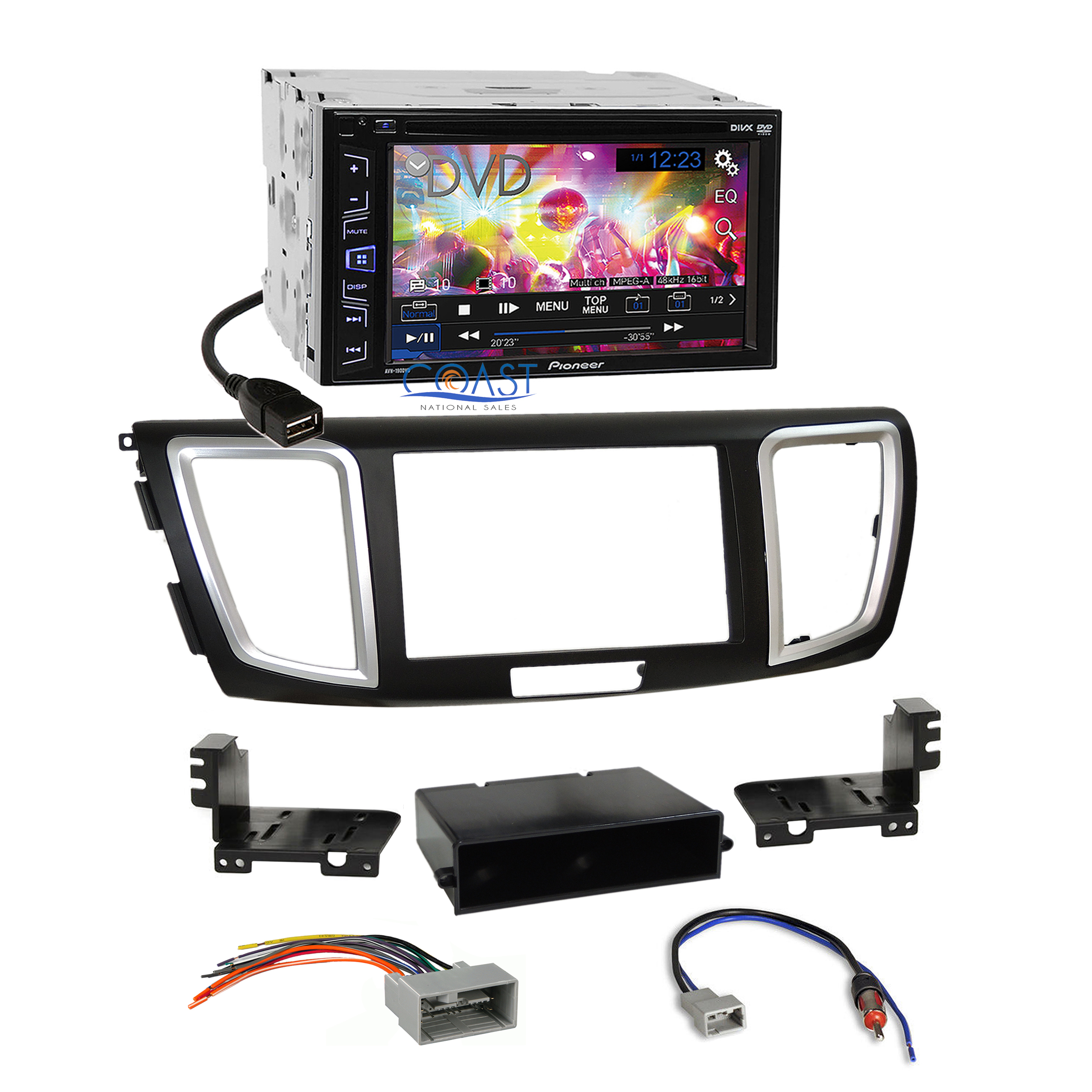 Pioneer Car DVD USB Touchscreen Stereo Dash Kit Harness for 1315 Honda