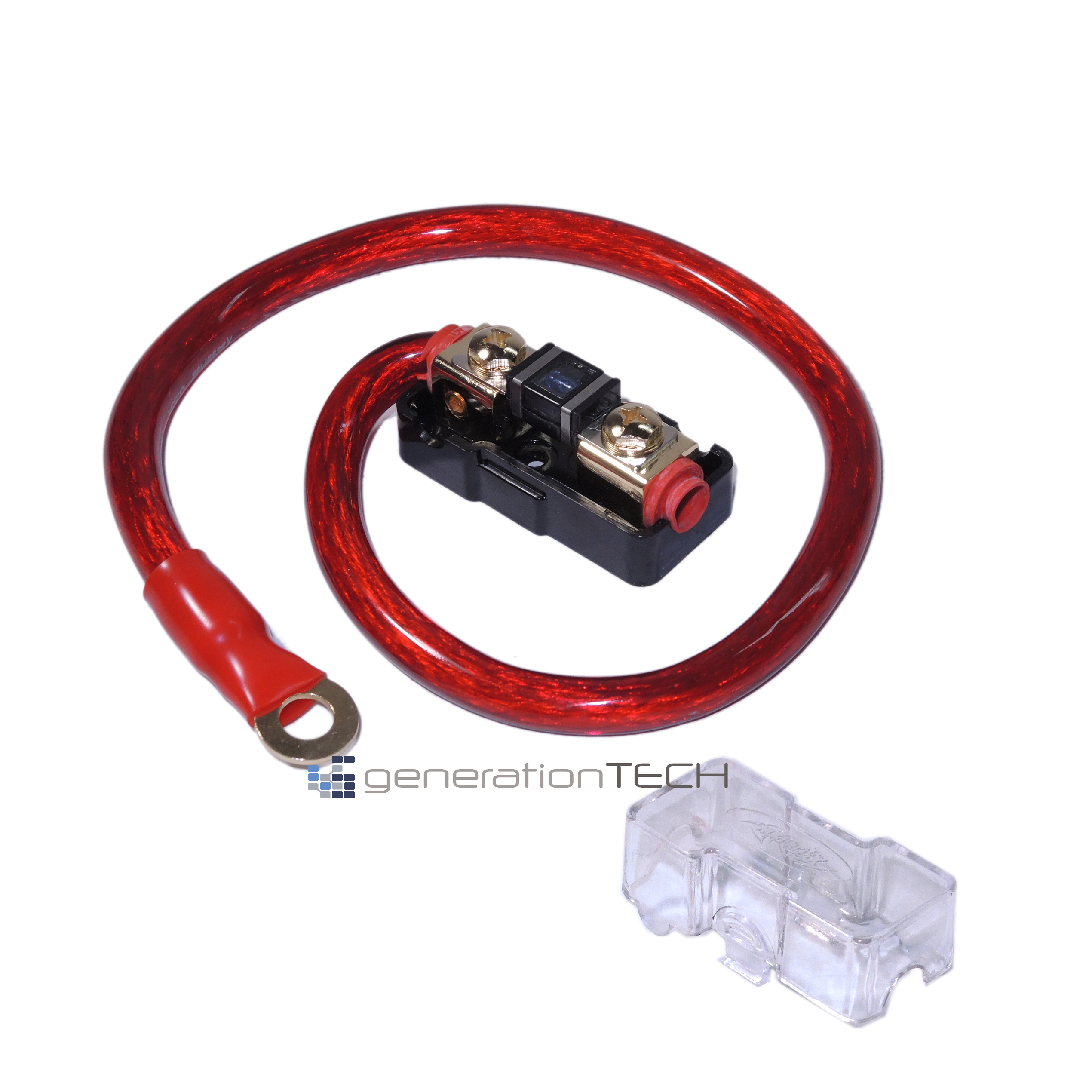 Mini ANL Fuse Holder - Inline 4 Gauge Input / 8 Gauge Output, With 60A Fuse, For Car Audio & Battery Systems
