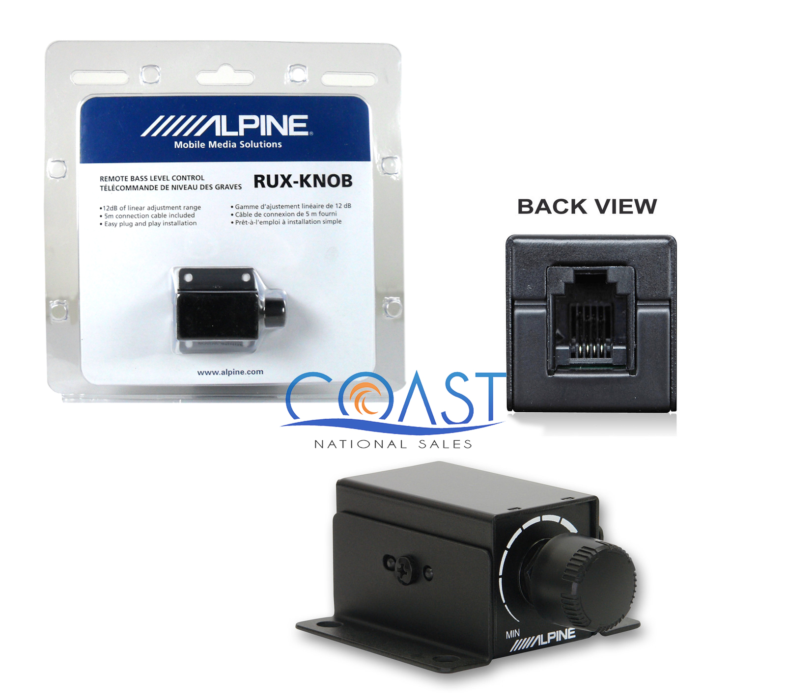 Alpine RUXKNOB Remote Bass Level Control with 5MM Connection Cable