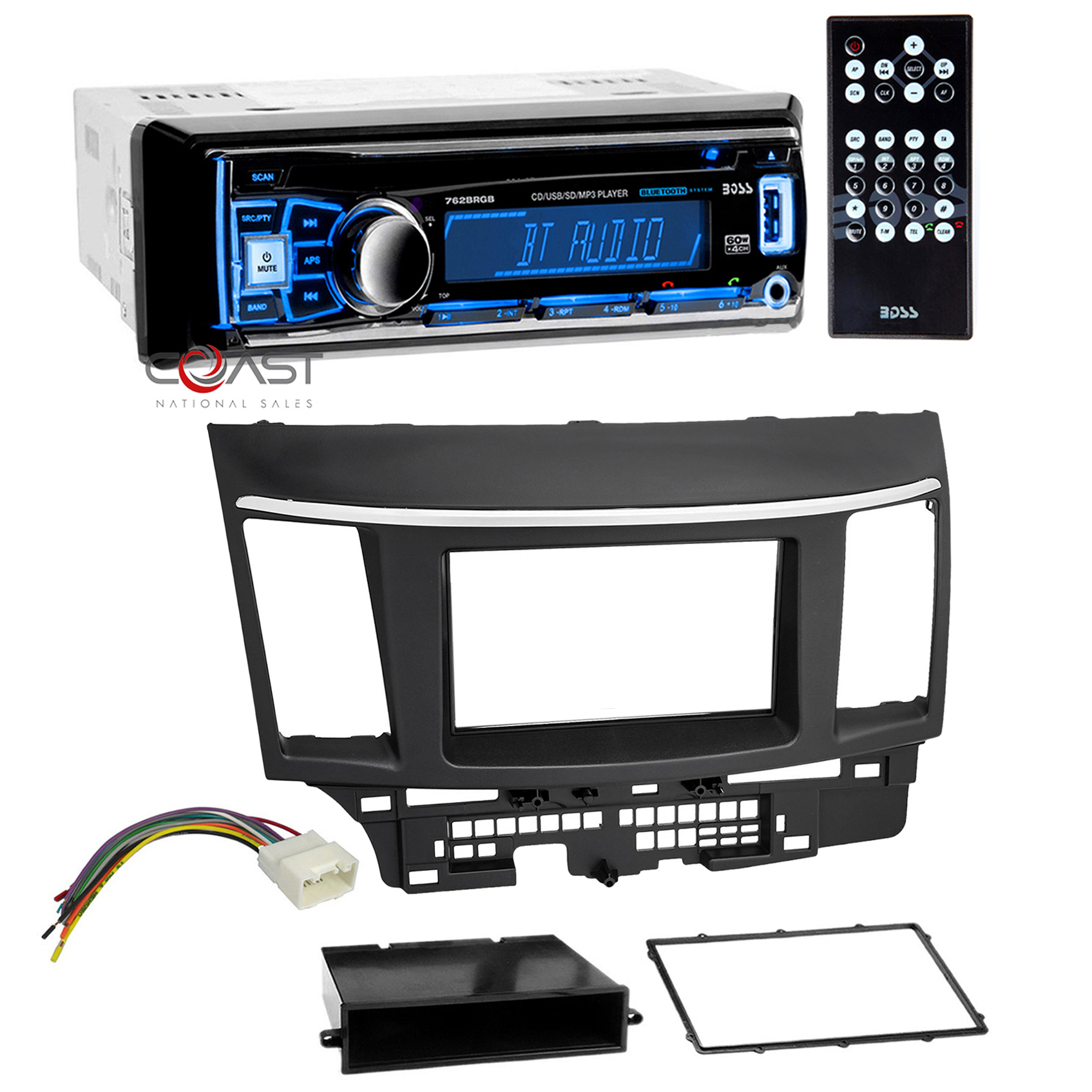 Boss Stereo Bluetooth Double Din Dash Kit Harness for 2007