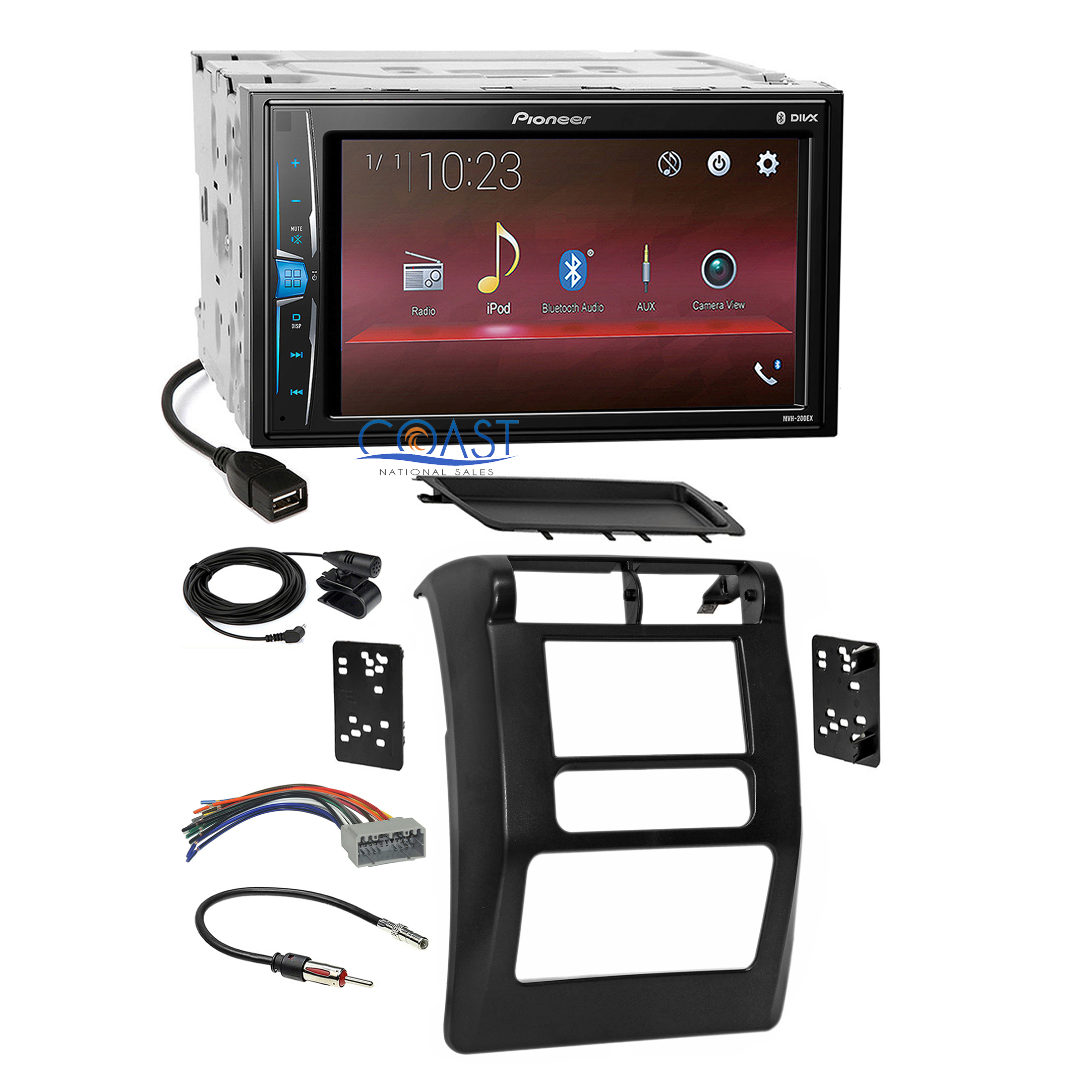 Car Stereo Mount 95-6541 Double Din Radio Install Dash Kit & Wires for Wrangler