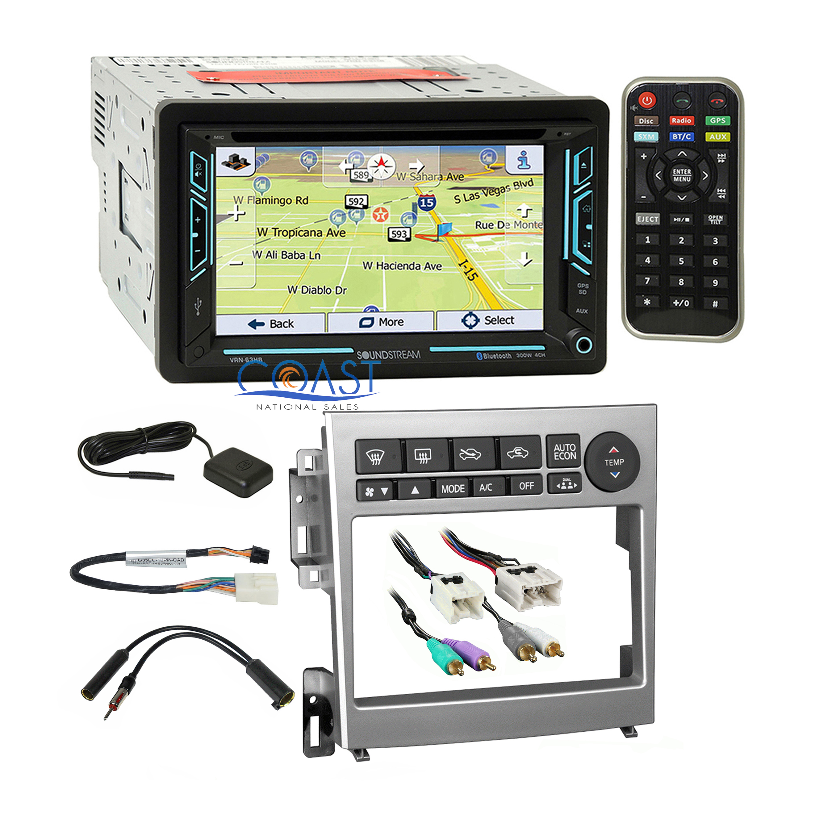 Soundstream DVD GPS Bluetooth Stereo Silver Dash Kit Harness for Infiniti  G35