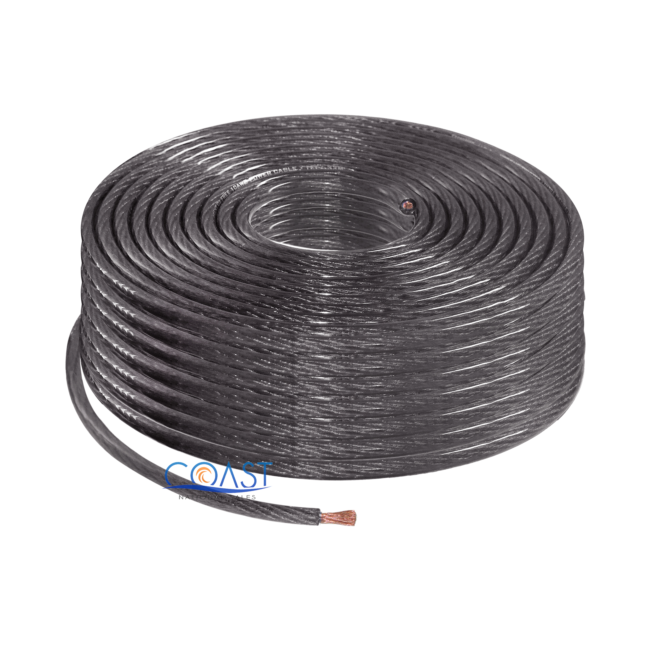 25ft OFC Full Copper Stranded 10 Gauge AWG Black Power Ground Wire