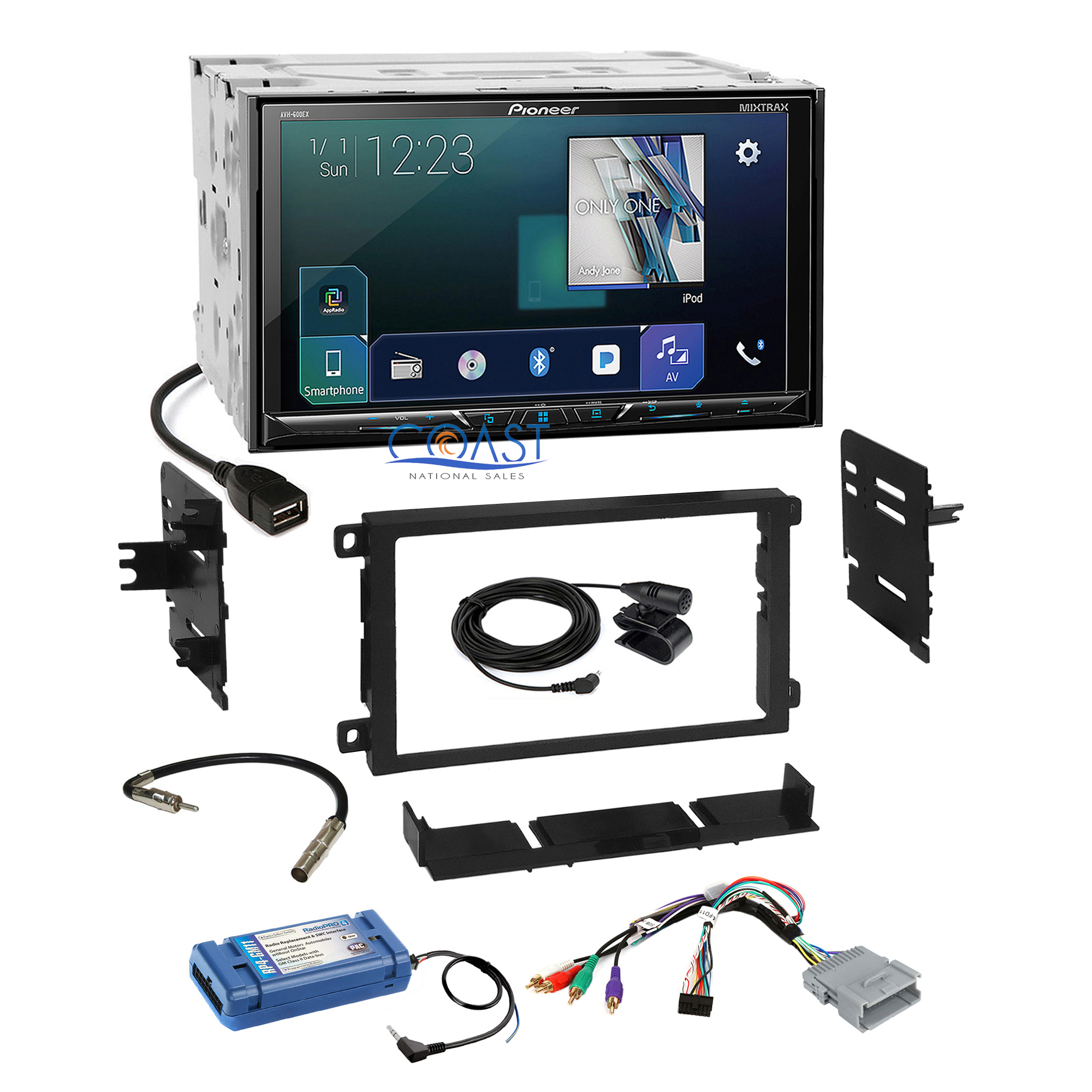 Pioneer 2018 DVD Sirius GPS Ready Stereo Dash Kit Amp Steering Harness for  GM