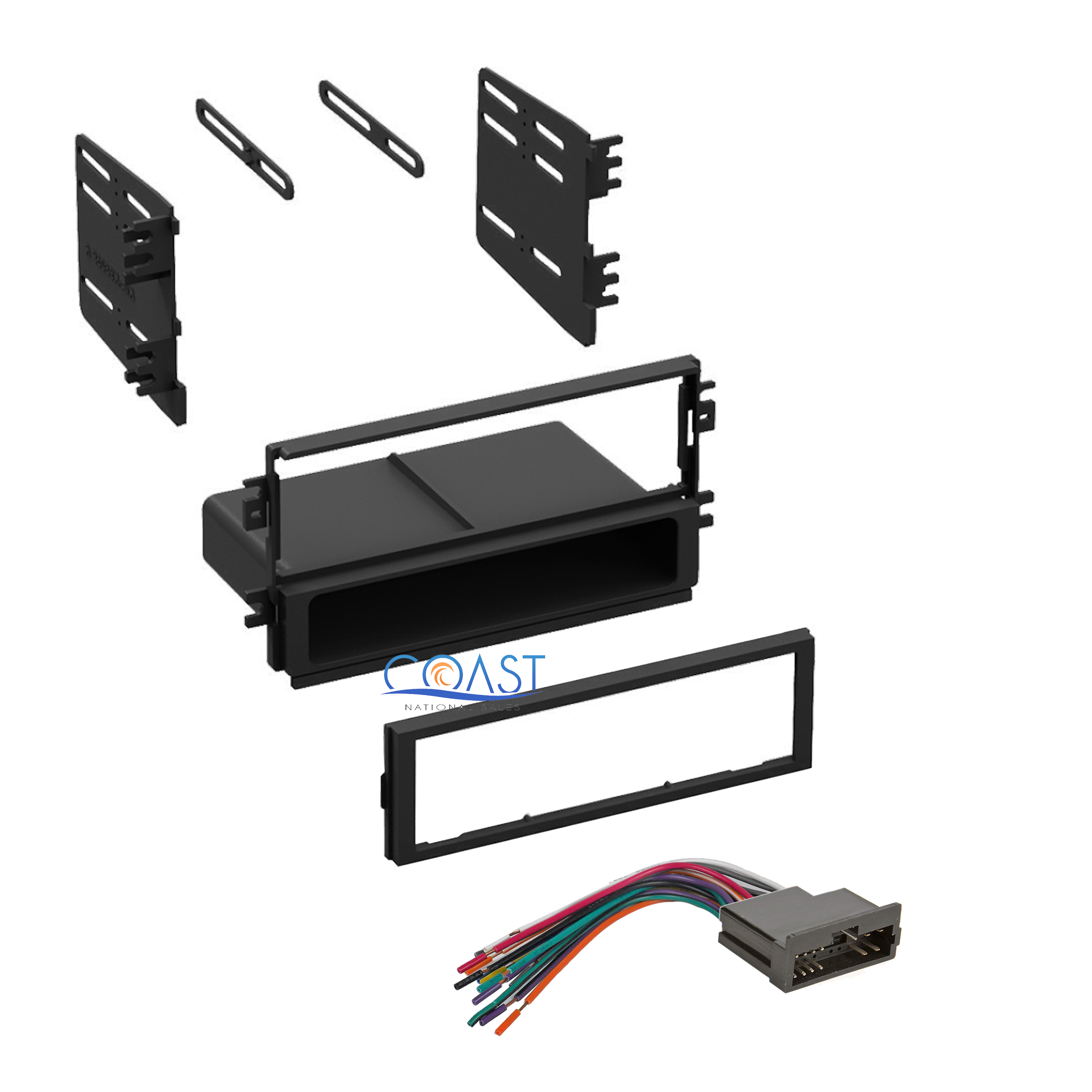 Car Single DIN Install Radio Stereo Dash Kit w/ Harness for 1998-2003