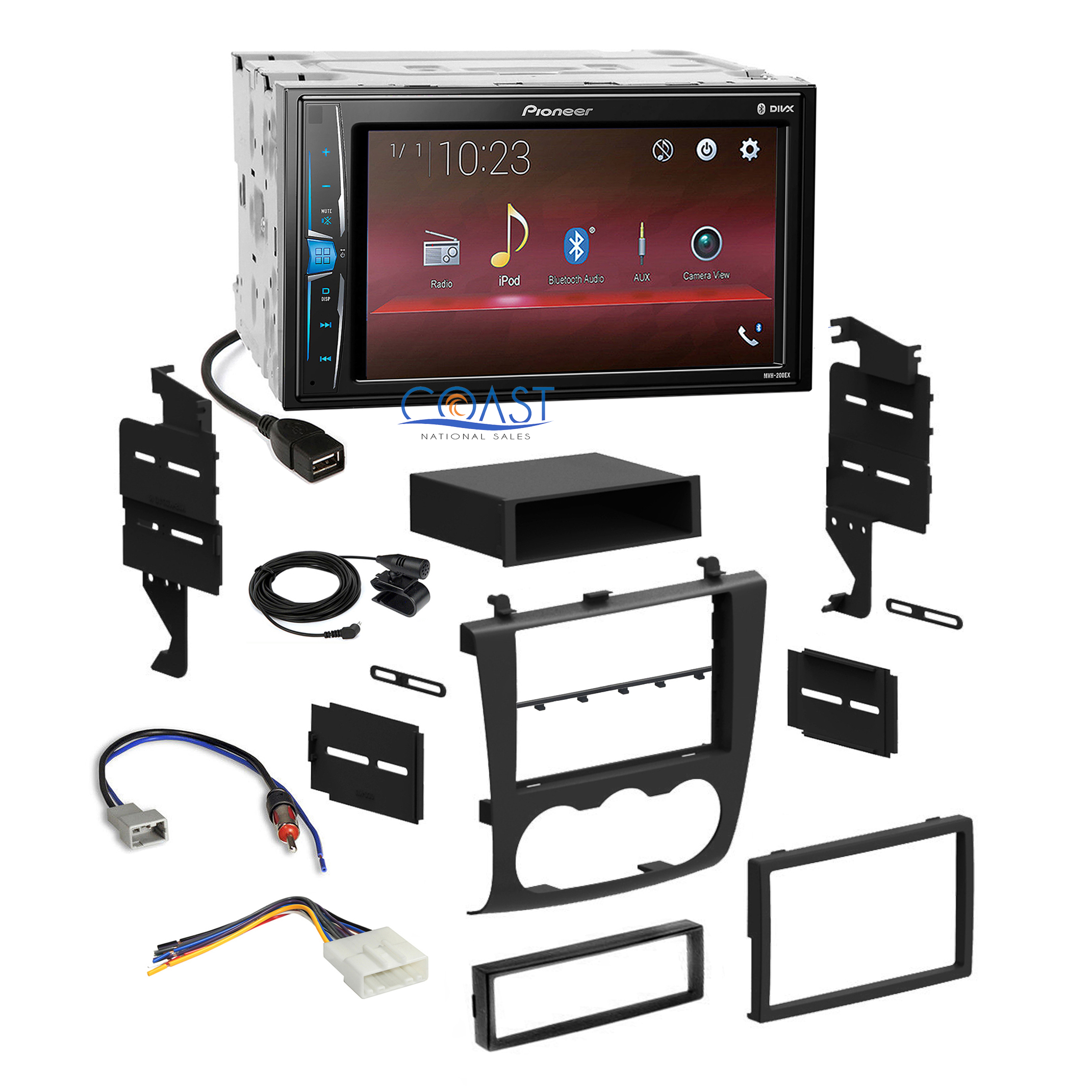 Pioneer MP3 USB BT Camera Ready Stereo Dash Kit Harness for 07-12 Nissan Altima
