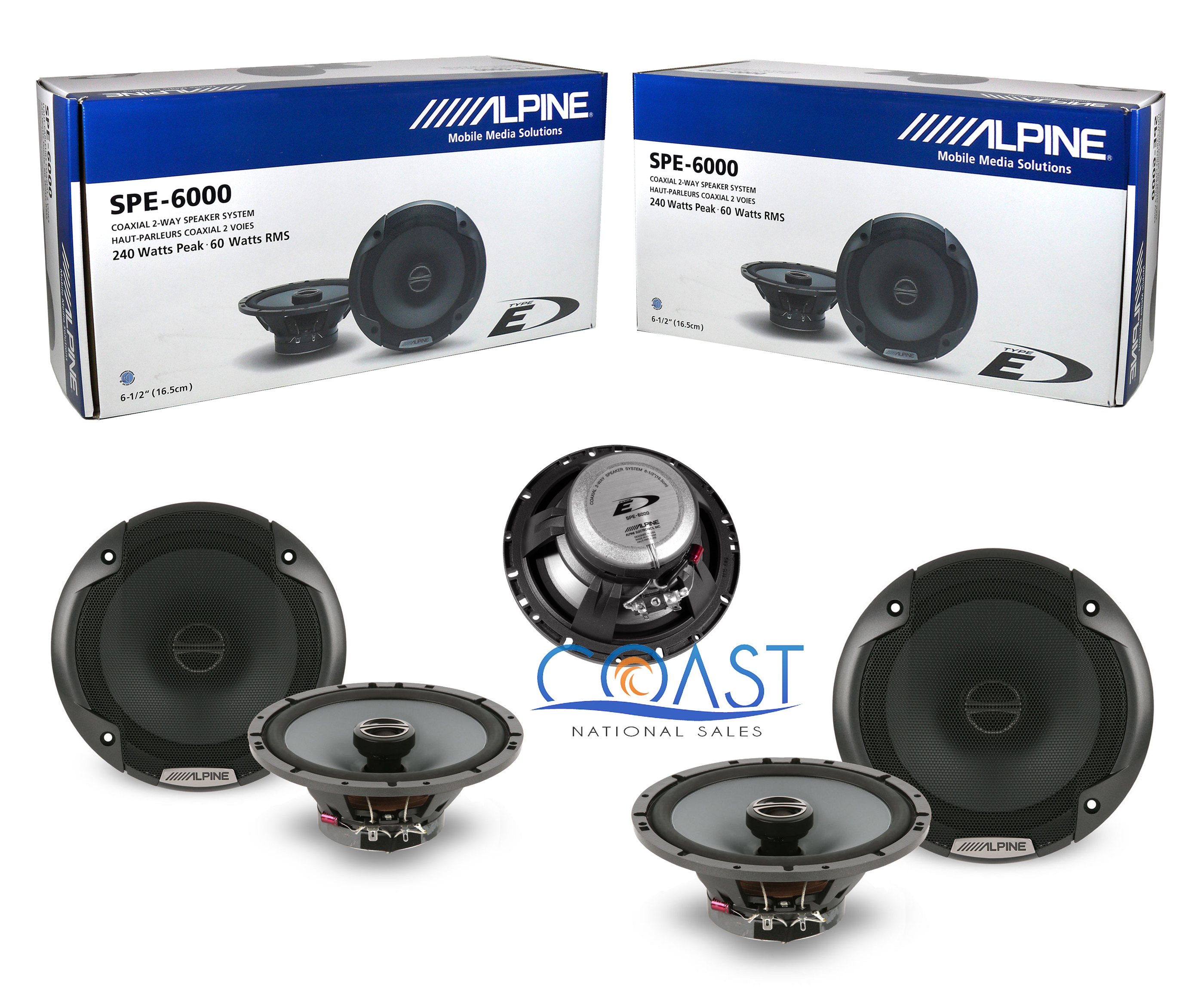 2X Alpine Spe 6000 6 1 2" 480W Max 2 Way Coaxial Car Speakers SPE6000 2pk 793276601483